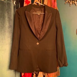 CLUB MONACO TUXEDO BLAZER size 0 NWOT SILK + WOOL quiet luxury ELITE sleek chic